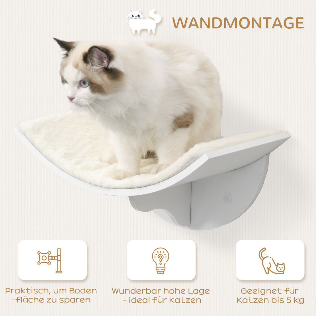 PawHut Katzenregal, Wandmontage, weiche Liegefläche, bis 10kg, 41x28x21cm, Weiß