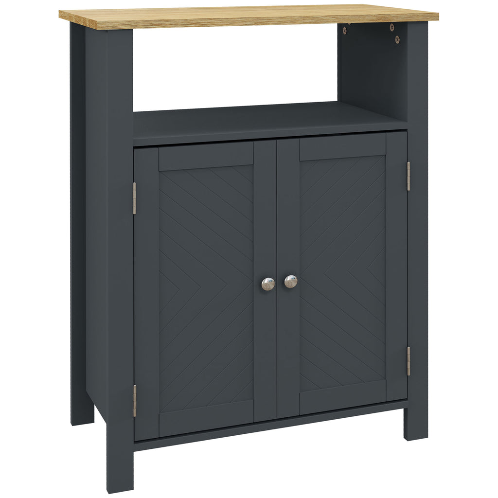 kleankin Badezimmerschrank mit 3 Regalen aus MDF und Spanplatte mit verstellbarem Innenregal, 60x30x80,5 cm