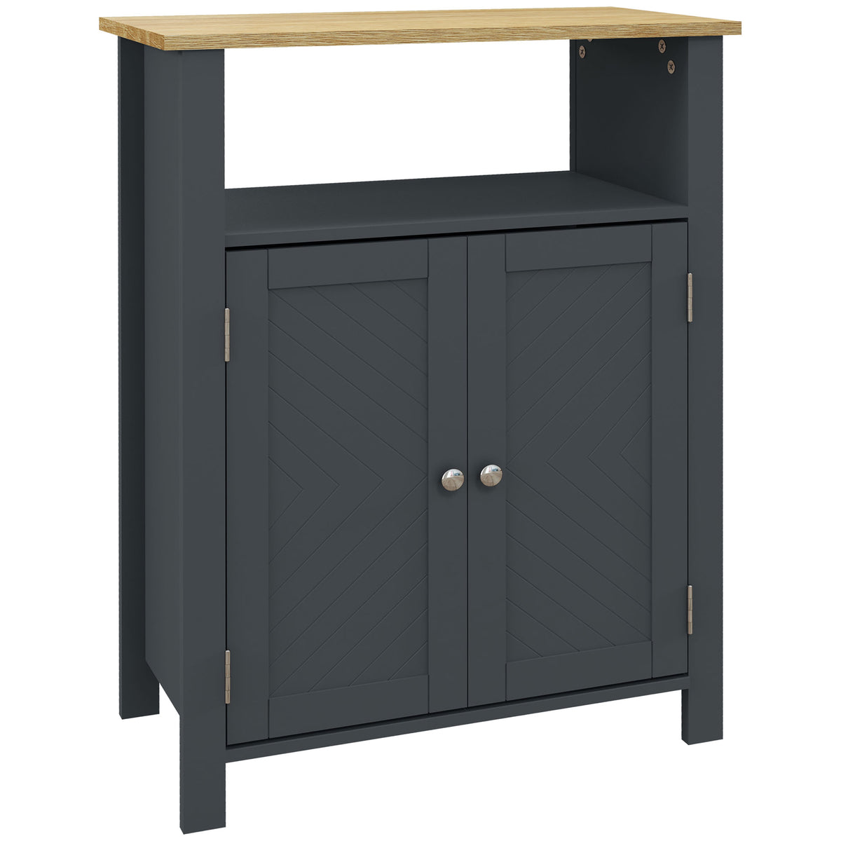 kleankin Badezimmerschrank mit 3 Regalen aus MDF und Spanplatte mit verstellbarem Innenregal, 60x30x80,5 cm