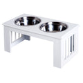 PawHut Hunde-Futterstation, rutschfest, 58,4 x 30,5 x 25,4cm, Weiß, 2L pro Napf