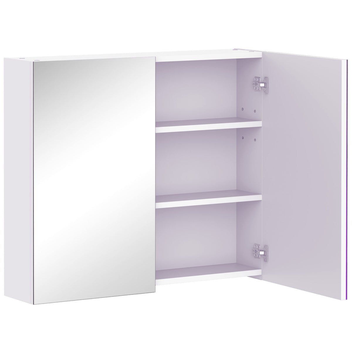 HOMCOM Badezimmerschrank mit Spiegel 70 x 60 cm mit verstellbarem Regal, Badezimmerspiegelschrank mit Aufbewahrung, weiß