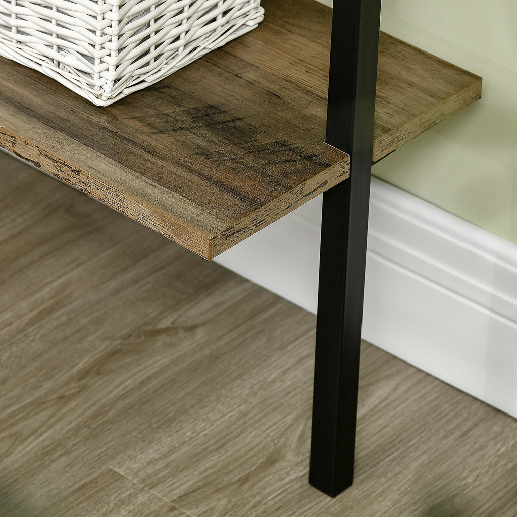 HOMCOM Leiterregal mit 5 Regalen im industriellen Stil aus Holz und Metall, 60x30x184,5cm, Braun