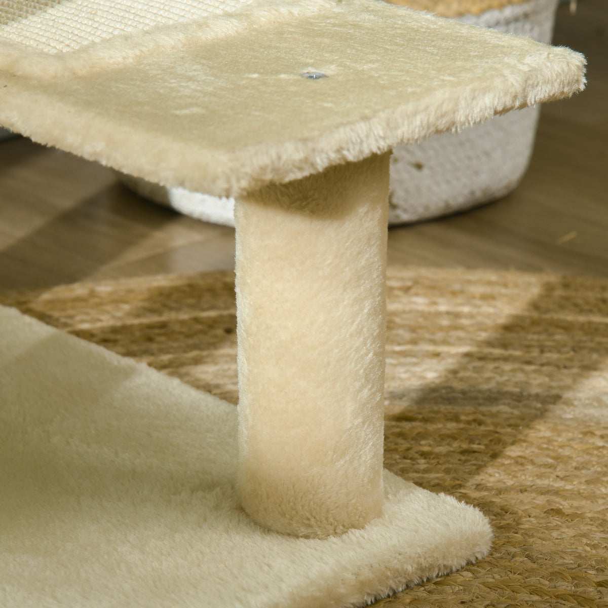PawHut Kratzbaum 100 cm Katzenturm mit Sisalstämme, große Plattform, mehrstöckiger Katzenkratzbaum, Kletterbaum, für kleine & mittelgroße Katzen, Beige