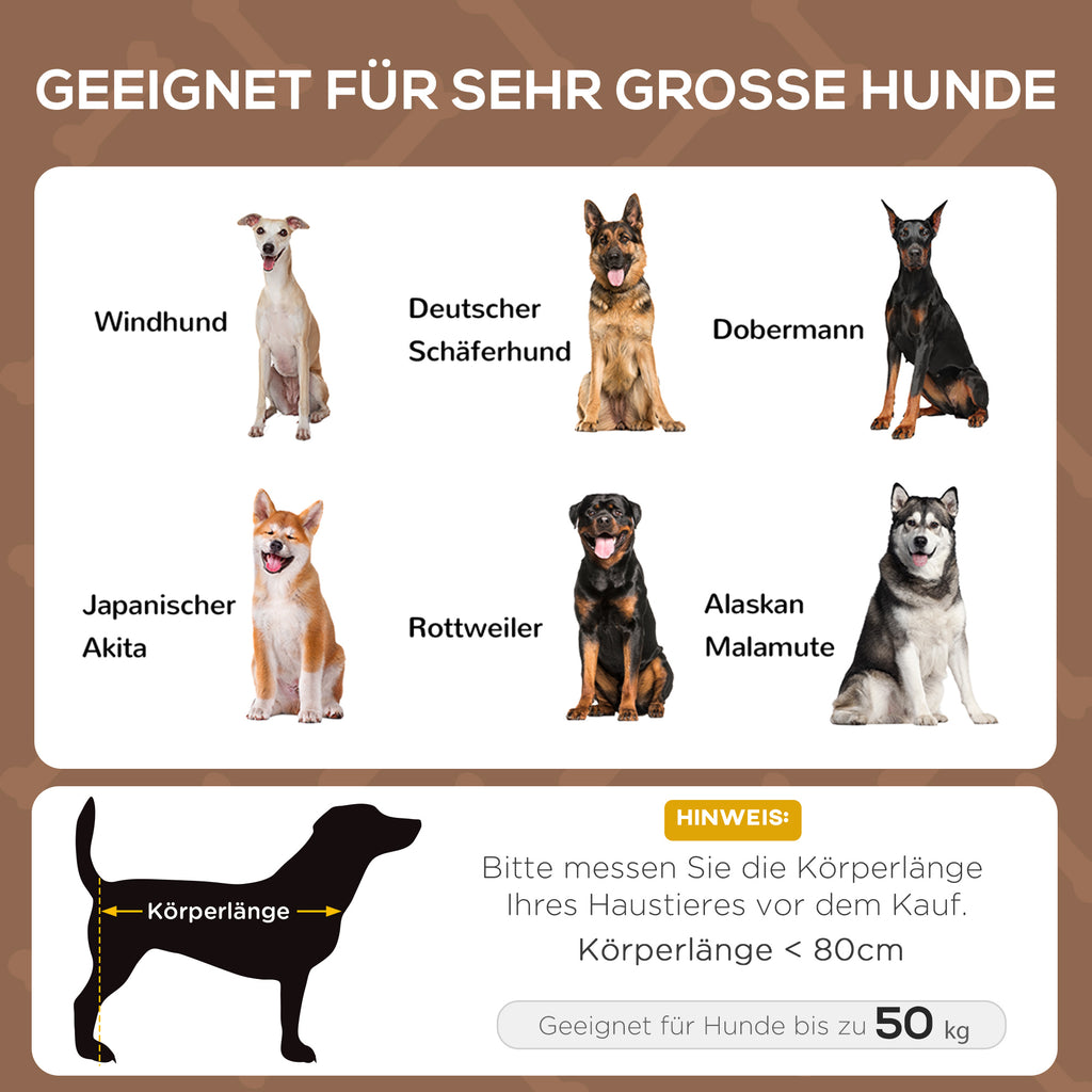 PawHut Erhöhtes Hundebett mit Baldachin, Haustierbett, Hundeliege outdoor mit Dach, Atmungsaktiv, Taftstoff für Camping Kaffee 122 x 92 x 108 cm