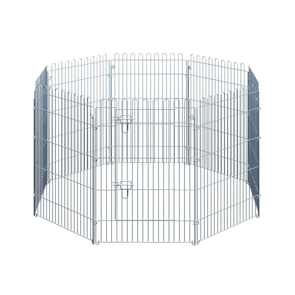 PawHut Freilaufgehege Welpenauslauf Welpenzaun Laufstall Welpengitter für Tiere 8-teilig B63 x H91 cm