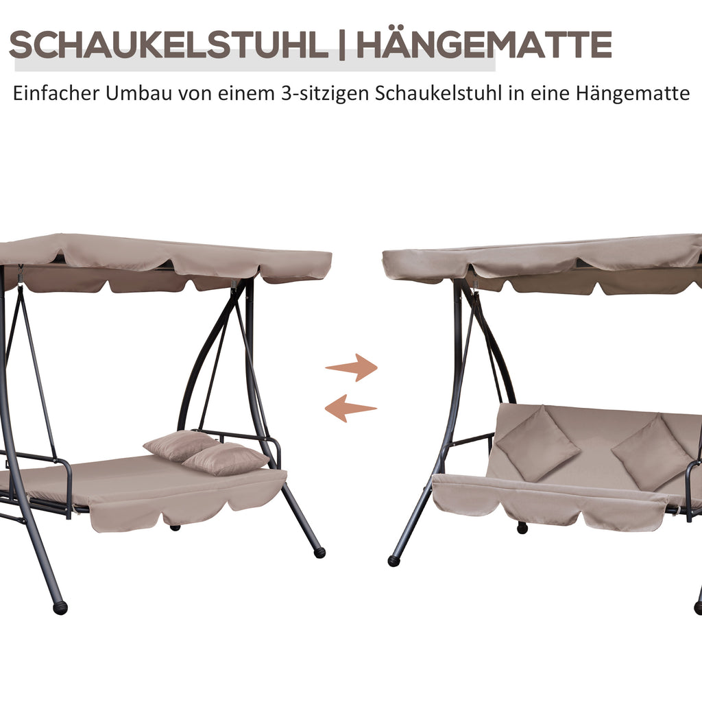 Outsunny Hollywoodschaukel mit Liegefunktion Braun 200x 125 x 170 cm