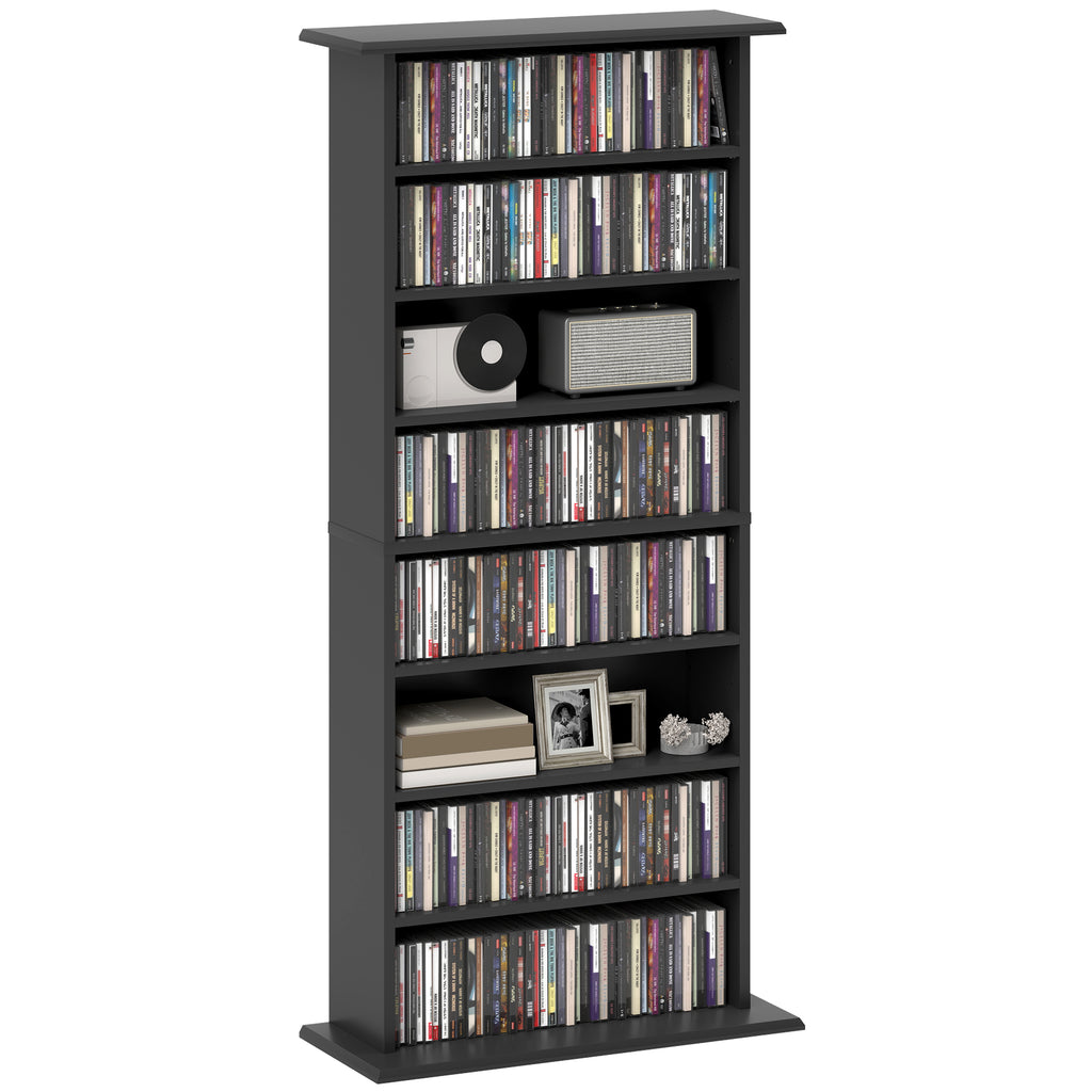HOMCOM CD-Regal mit 6 verstellbaren Regalen, Kapazität 360 CDs/185 DVDs, 58x24x124,5 cm, Schwarz