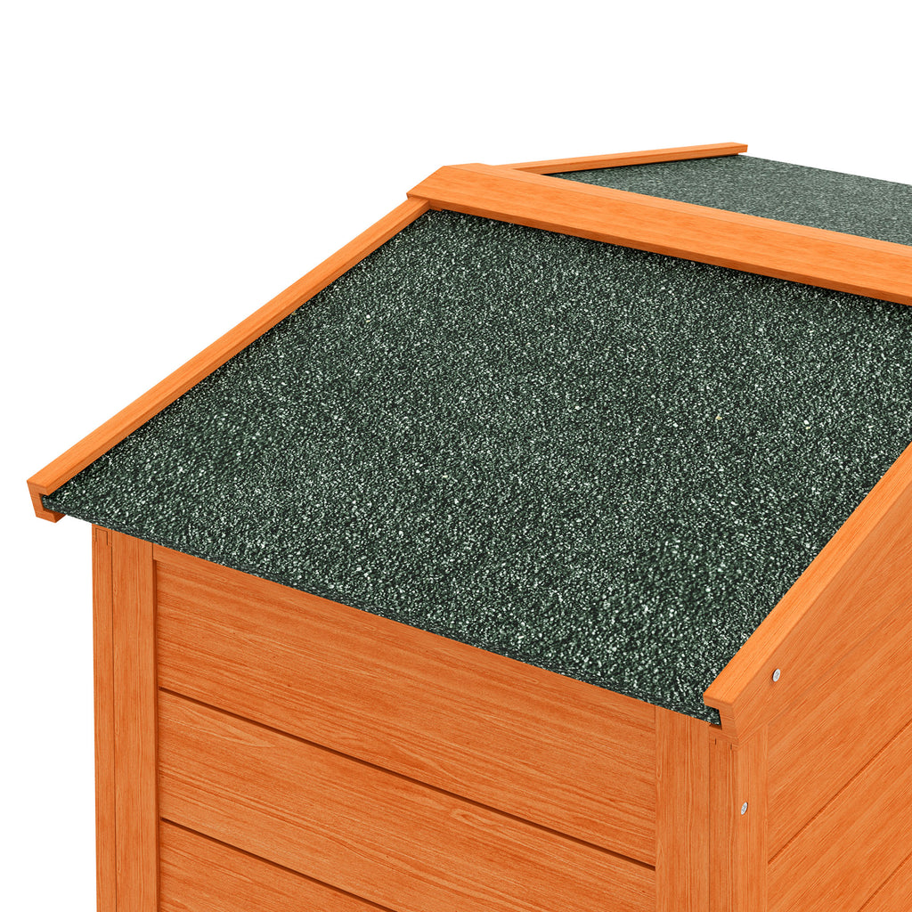 PawHut Kleintierstall, Kleintierkäfig, Outdoor-Kaninchenstall, Freilaufgehege, winterfest, Massivholz, 150 x 45 x 85 cm, Orange