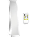 HOMCOM 2 in 1 Standspiegel mit LED-Licht, freistehend, Aluminium, einstellbares Licht, 40 cm x 37 cm x 157,5 cm