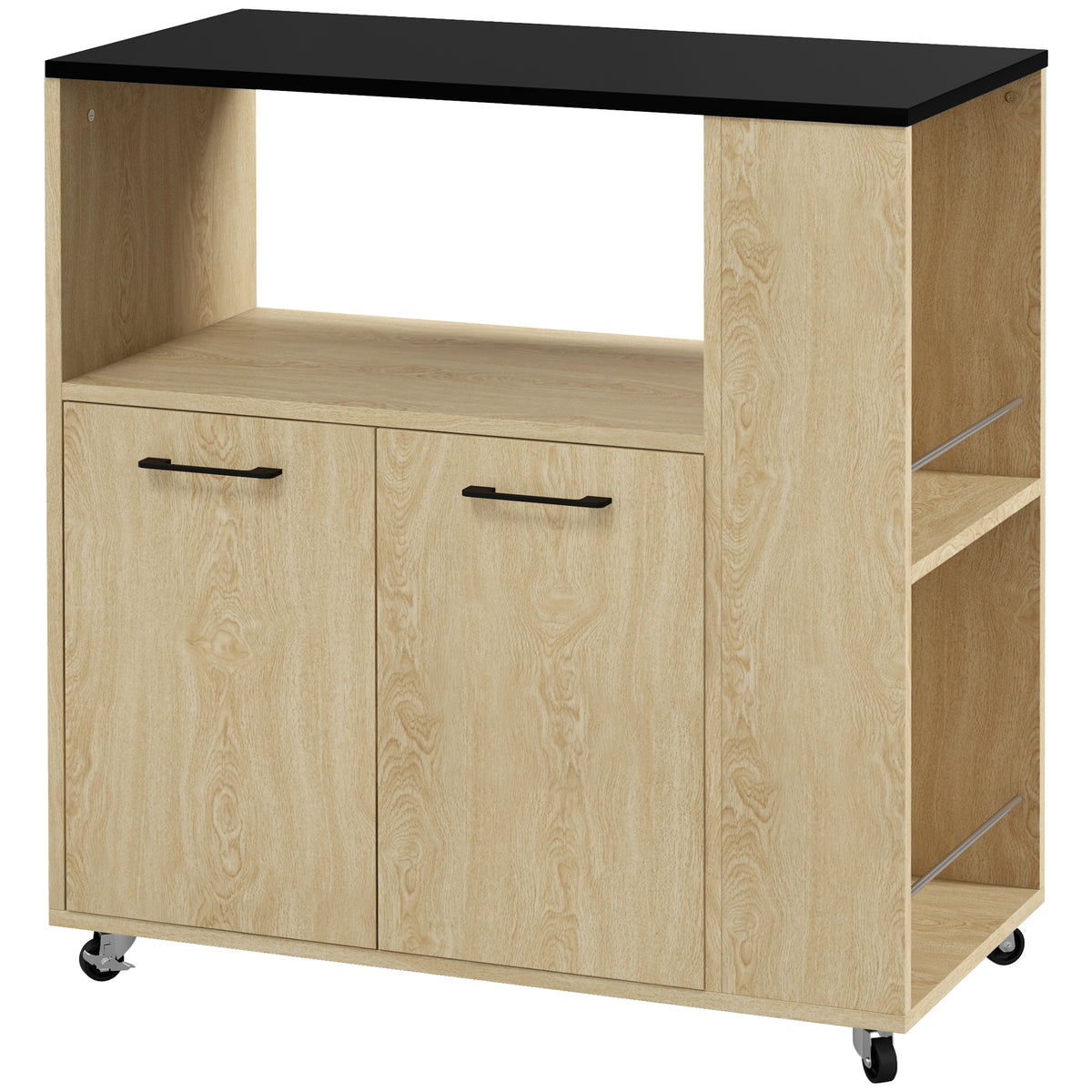 HOMCOM Küchenwagen Rollwagen Multi-Stauraum mit Rollen 75 x 40 x 80,5 cm