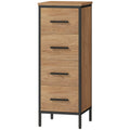 HOMCOM Schmaler Badezimmerschrank mit 4 Schubladen und Stahlstruktur, 30 x 30 x 82 cm, Eiche