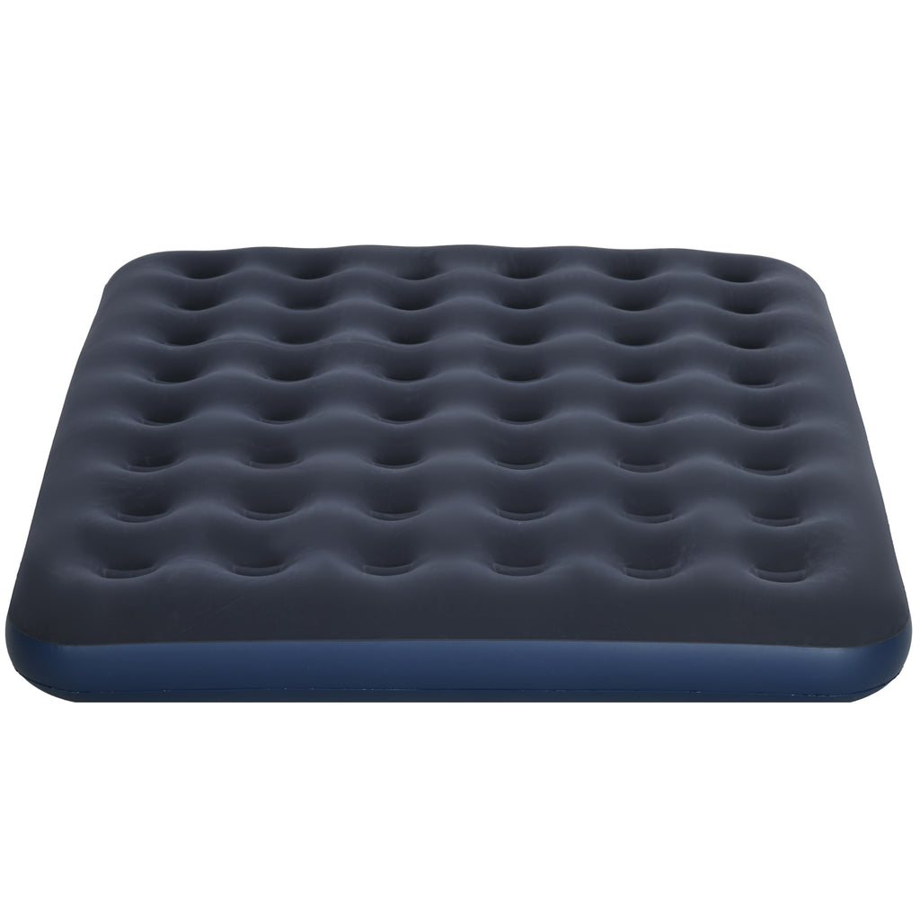 Outsunny Luftmatratze für 2 Personen, Luftmatratze mit integrierter Handpumpe, beflockt, Blau