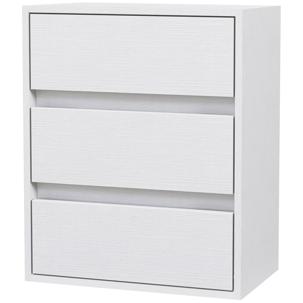 HOMCOM Moderne Kommode mit 3 Schubladen aus weißem Holz, 40x30x50,5 cm