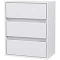 HOMCOM Moderne Kommode mit 3 Schubladen aus weißem Holz, 40x30x50,5 cm