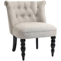 HOMCOM Relaxsessel Vintage Ruhesessel Relaxstuhl Polstersessel Esszimmerstuhl Leinenbezug Holzgestell Beige+Schwarz 67 x 67 x 78 cm