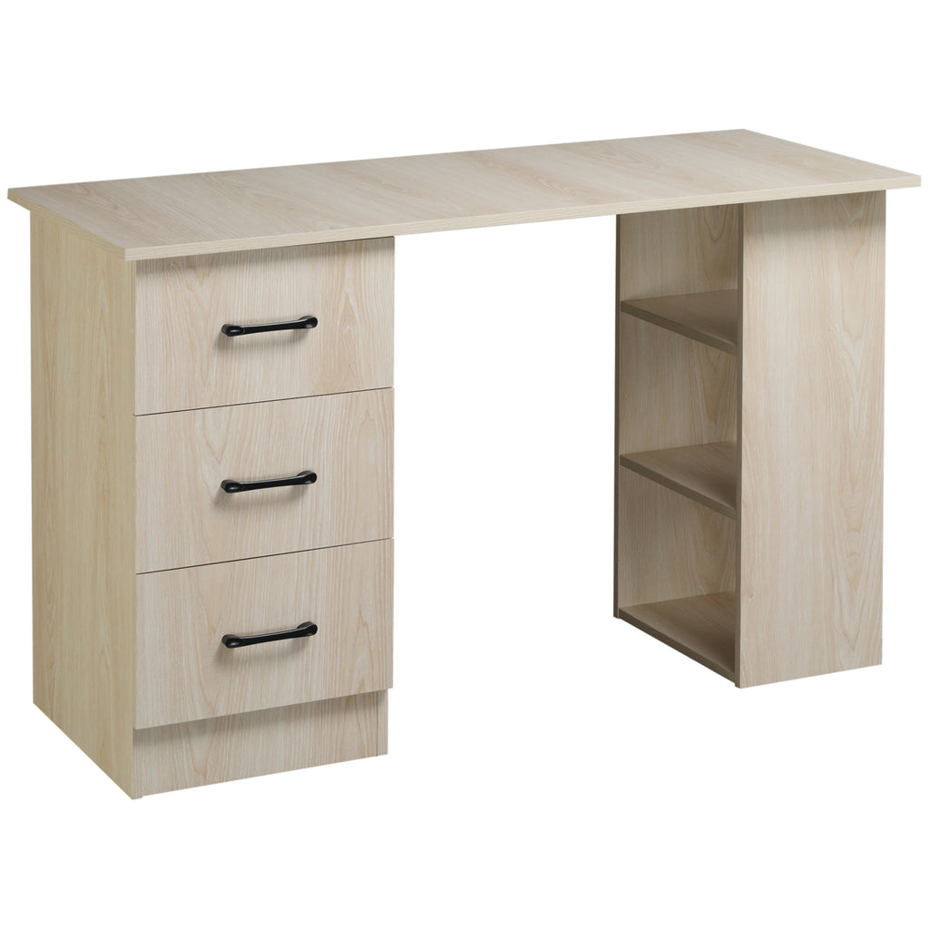 HOMCOM Schreibtisch Computertisch Bürotisch Arbeitstisch Regal mit 3 Schubladen Regale Natur 120 x 49 x 72 cm