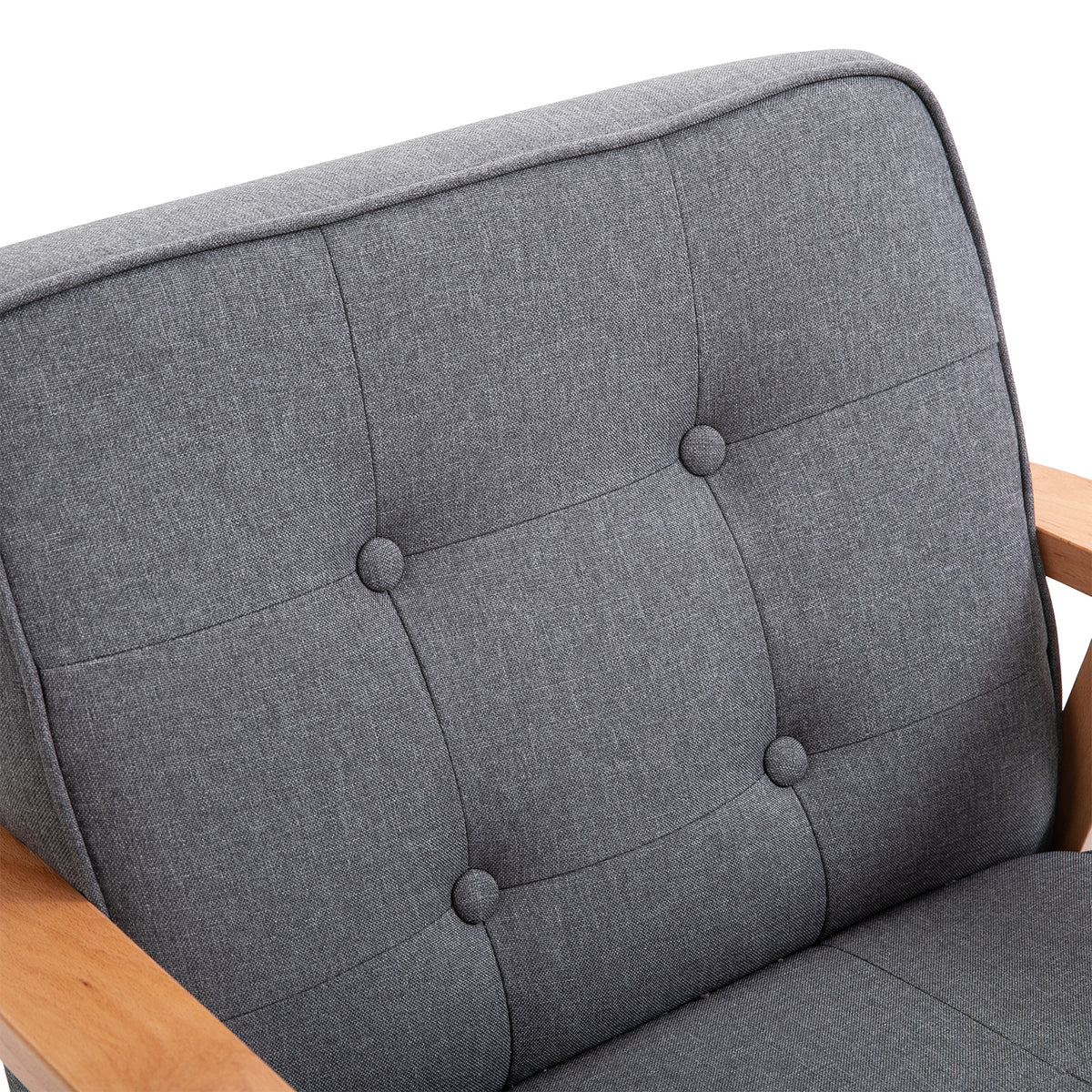 HOMCOM Einzelsofa Loungesessel Polsterstuhl mit Armlehnen Holzrahmen Leinen Grau 64,5 x 70 x 74 cm