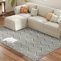 HOMCOM Teppich für Wohnzimmer 200 x 140 cm kurzer Flor maschinenwaschbar hypoallergen für Wohnzimmer, Schlafzimmer, Büro, hellgrau