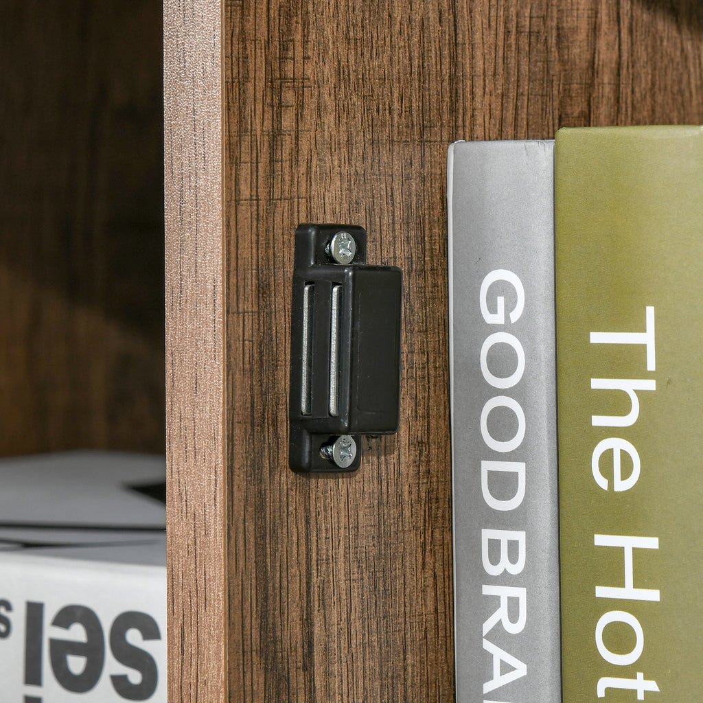HOMCOM Mehrzweckschrank mit Regalen und Schrank aus Holz mit Metalltür, Möbel für Wohnzimmer und Küche, 80x35x82cm, Braun Grau