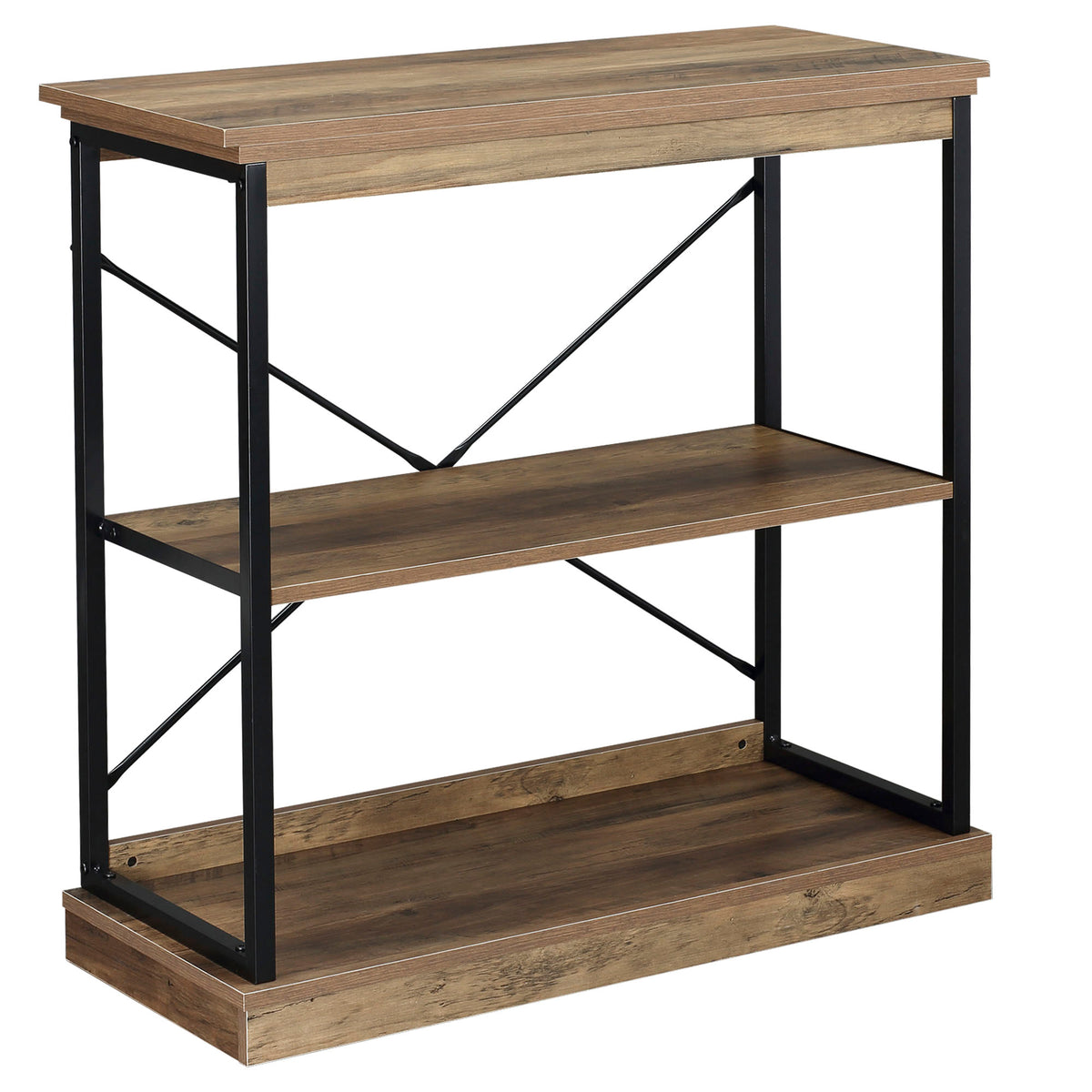 HOMCOM Industrielles Bücherregal, Bücherregal aus braunem Holz und schwarzem Metall, 80x36x81,3cm