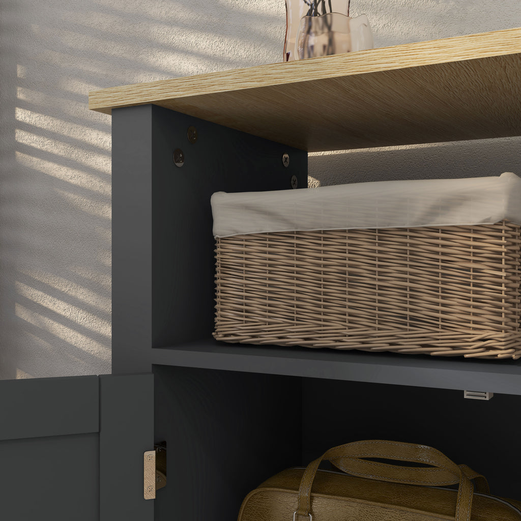 kleankin Badezimmerschrank mit 3 Regalen aus MDF und Spanplatte mit verstellbarem Innenregal, 60x30x80,5 cm