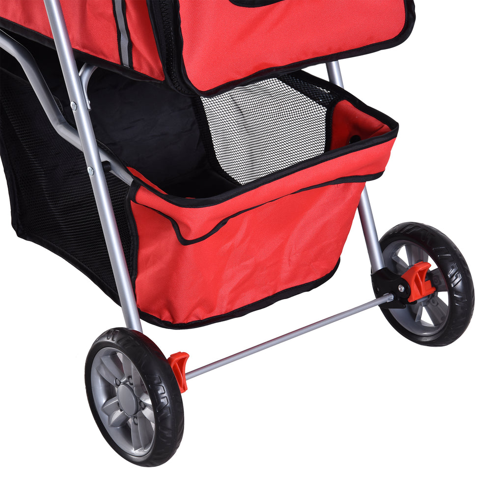 PawHut Hundewagen Hundetrolley bis 10 kg Klappbar mit Becherhalter Sonnendach Rot