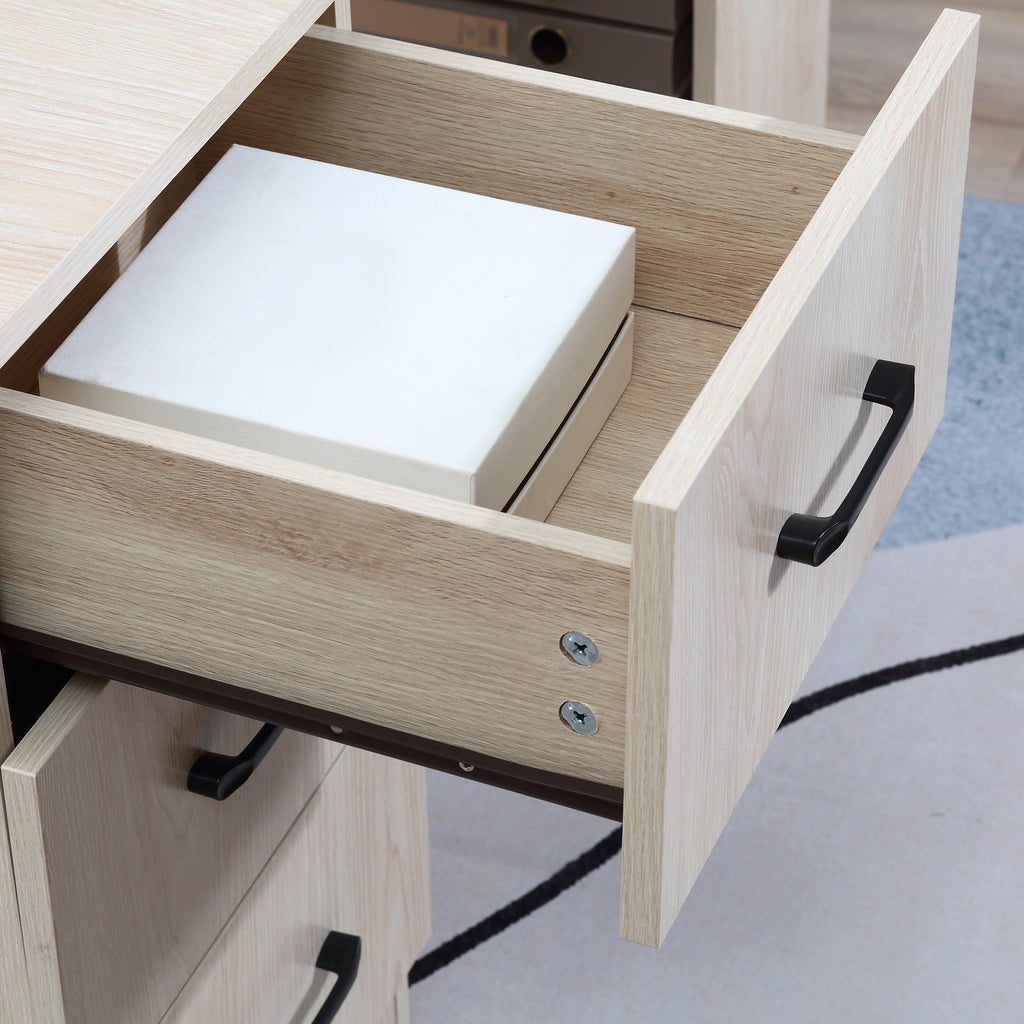 HOMCOM Schreibtisch Computertisch Bürotisch Arbeitstisch Regal mit 3 Schubladen Regale Natur 120 x 49 x 72 cm