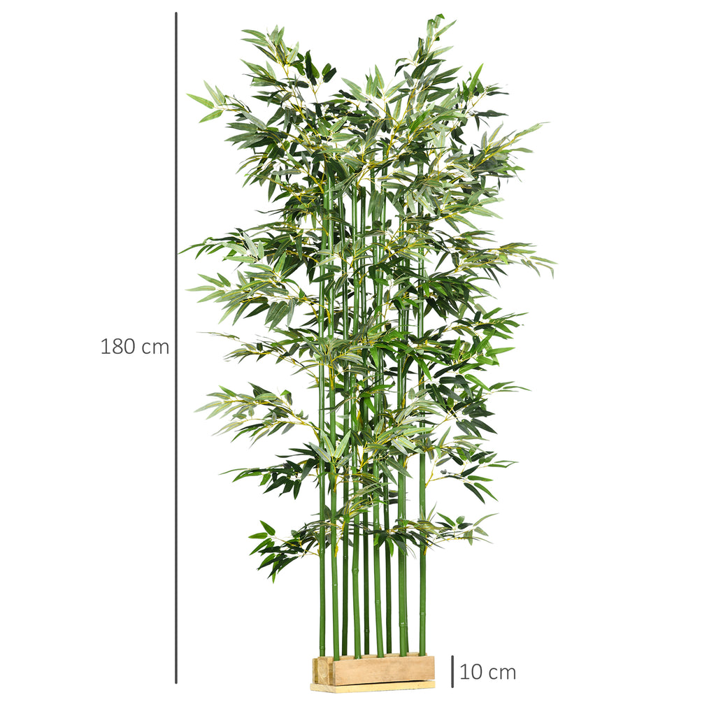 HOMCOM Künstlicher Bambus, Kunstpflanze, Dekopflanze, echtes Aussehen, pflegeleicht, für den Hausgebrauch, 180 cm hoch, Grün