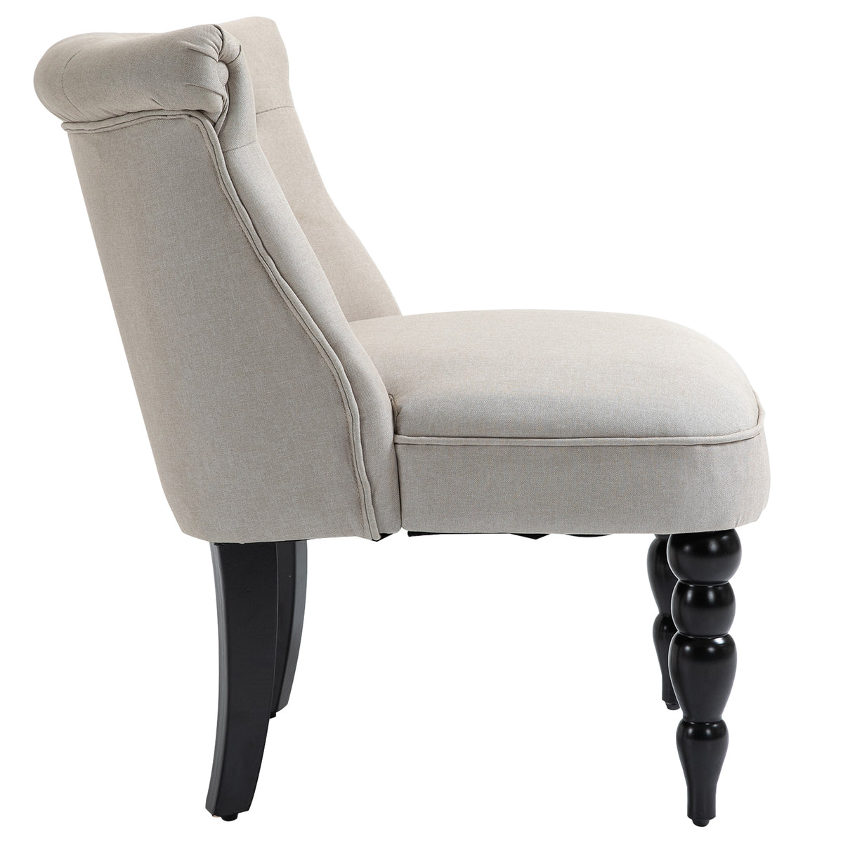 HOMCOM Relaxsessel Vintage Ruhesessel Relaxstuhl Polstersessel Esszimmerstuhl Leinenbezug Holzgestell Beige+Schwarz 67 x 67 x 78 cm
