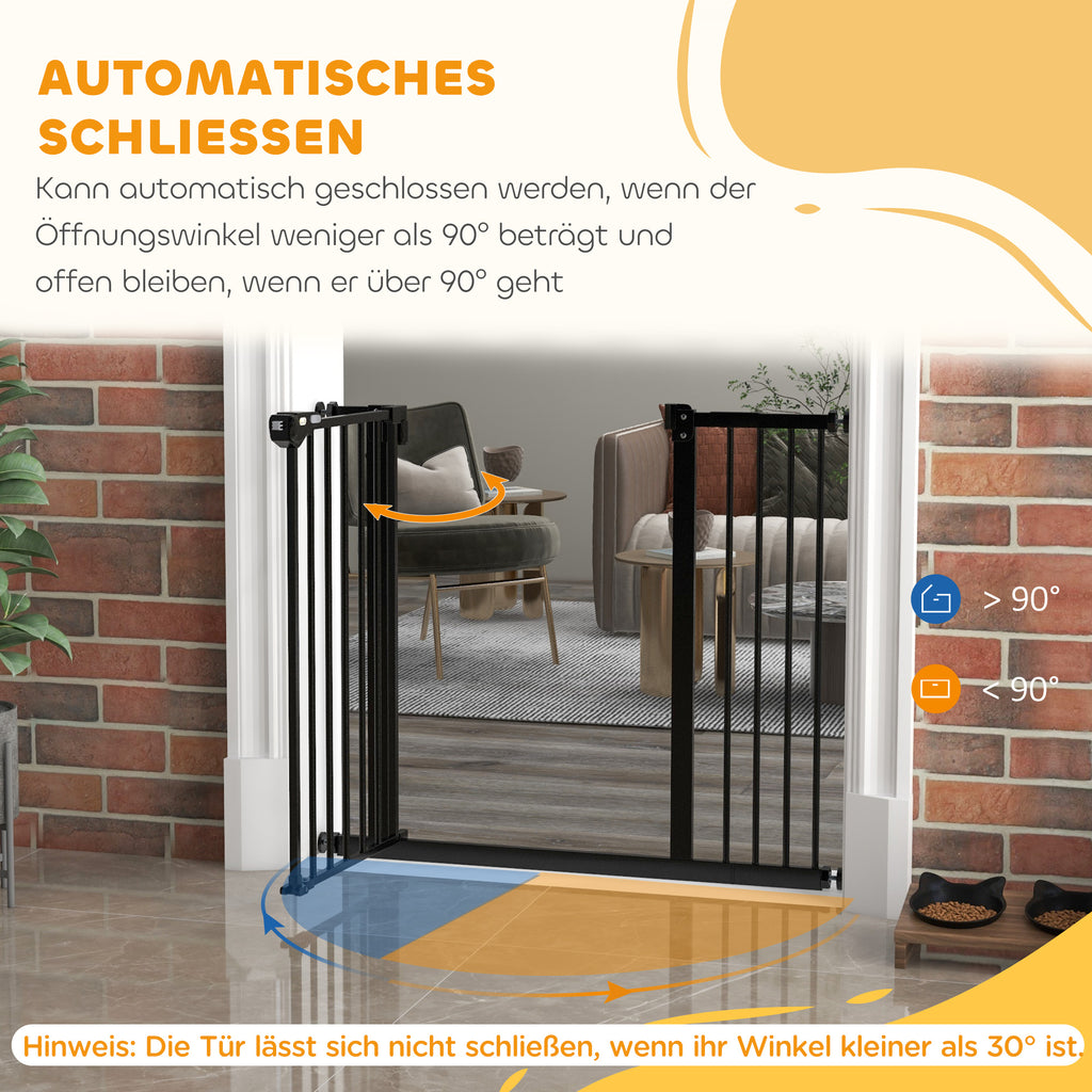 PawHut Türschutzgitter für Hunde, Absperrgitter, Schutzgitter für Haustiere, Metall, Kunststoff, ,74-80/87-94 cm, Schwarz