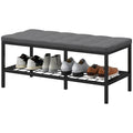 HOMCOM Schuhbank mit gepolstertem Kissen und Regal, Eingangsbank für Flur, Schlafzimmer, 90x41x40cm, grau