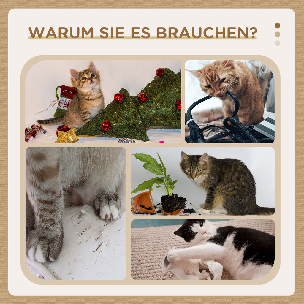PawHut Kratzbaum inkl. Spielzeug, 38 cm x 38 cm x 80 cm, Beige + Natur
