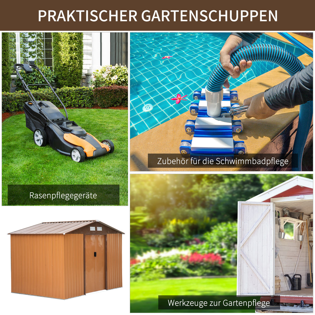Outsunny Geräteschuppen mit Schiebetüren 2,77 x 1,95 x 1,92cm Metall Gelb