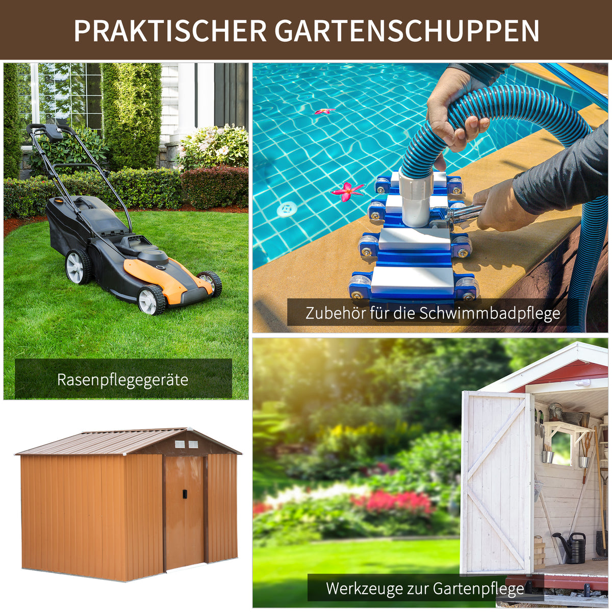 Outsunny Geräteschuppen mit Schiebetüren 2,77 x 1,95 x 1,92cm Metall Gelb