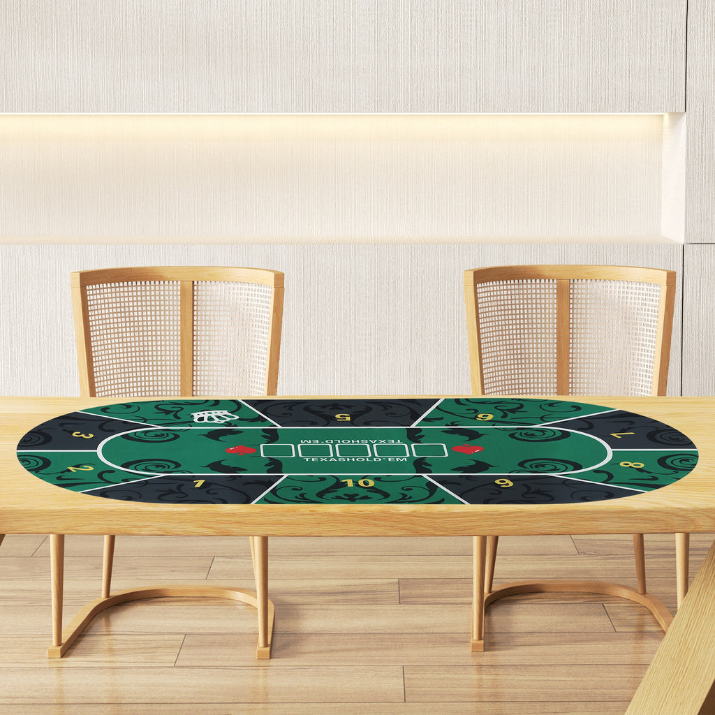 SPORTNOW Pokertischdeck, Pokertischauflage für bis zu 10 Spieler, inkl. Transporttasche, 180 x 90 x 0,5 cm, grün und schwarz
