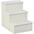 PawHut Haustiertreppe Katzentreppe Hundetreppe Faltbar 3 Stufen Tiertreppe mit Stauraum für Katzen und Hunde MDF Weiß 40 x 54 x 48 cm
