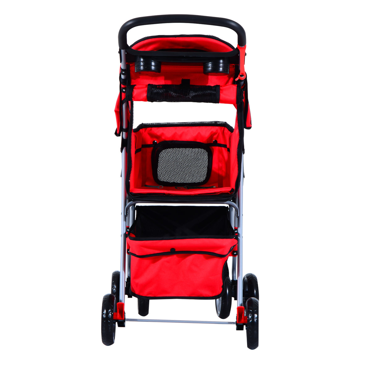 PawHut Hundewagen Hundetrolley bis 10 kg Klappbar mit Becherhalter Sonnendach Rot