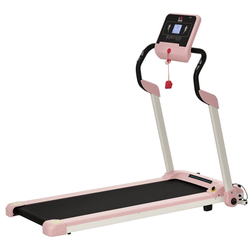 HOMCOM Laufband Klappbar elektrisch 400 W 1-12 km/h 1,5HP LCD-Display Handyhalterung geeignet für Home Gym Indoor Fitness Rosa 134 x 60 x 118 cm