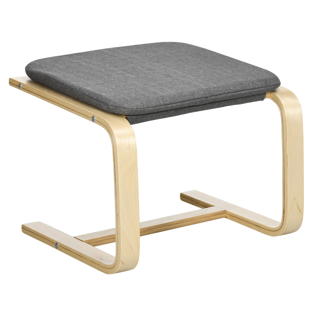 HOMCOM Sessel mit Fußhocker, Sessel-Set, bis 120 kg, Leinenoptik, Massivholz, Grau + Natur, 66,5 x 80 x 99 cm