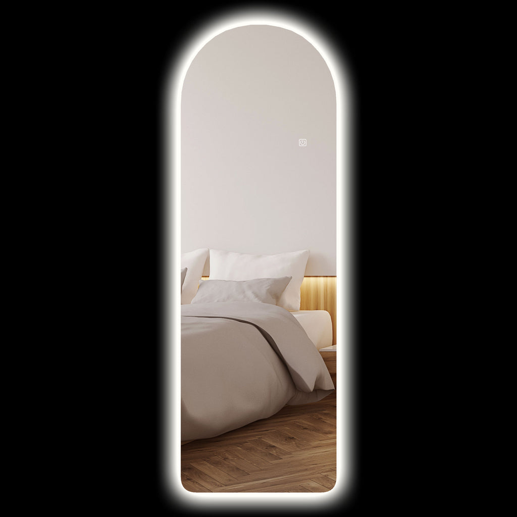 HOMCOM Wandspiegel mit LED-Beleuchtung und Touch-Steuerung aus gehärtetem Glas, 40x3x120 cm