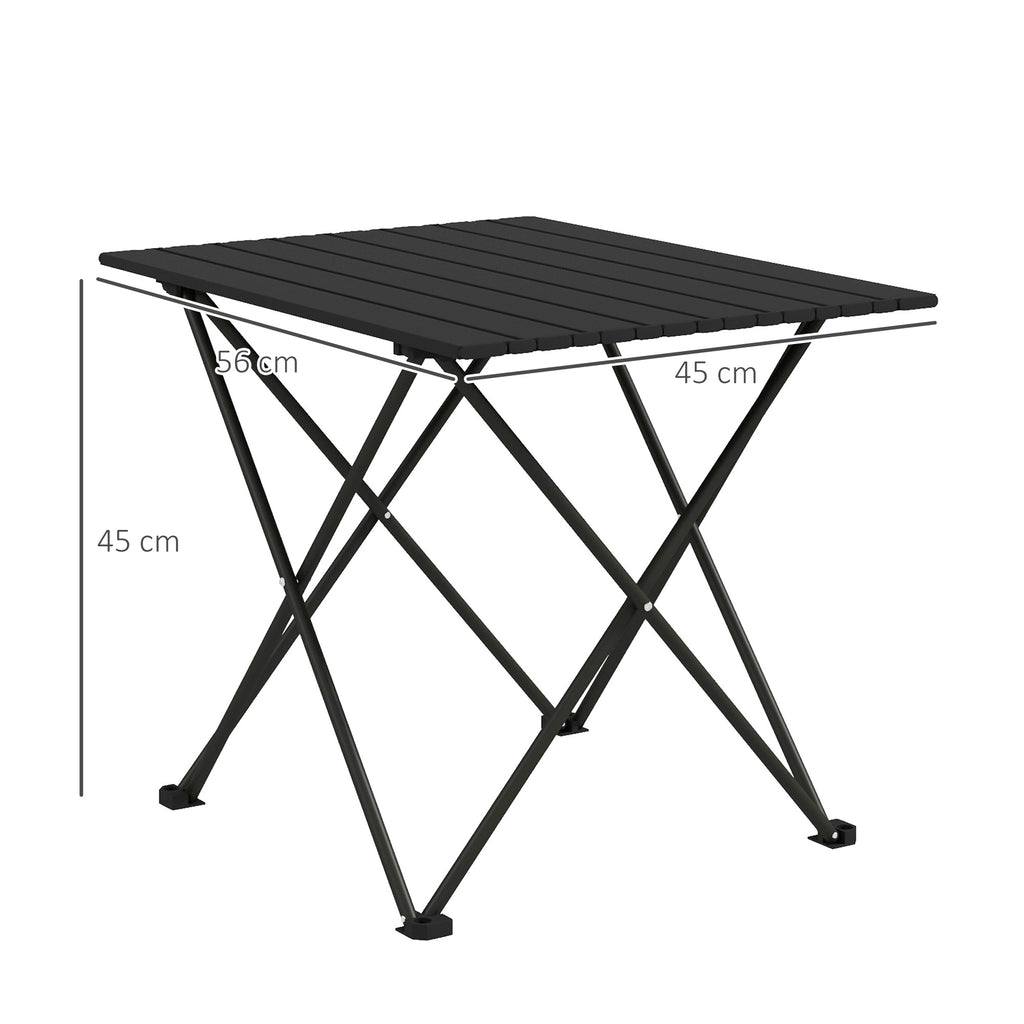 Outsunny Faltbarer Campingtisch, leichter Picknicktisch aus Metall mit Transporttasche - 56L x 45B x 45H cm