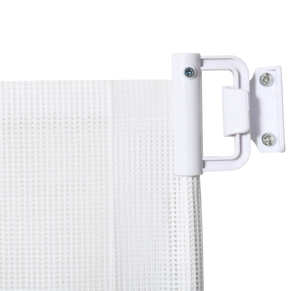 PawHut Treppenschutzgitter 115 cm Hunde Türschutzgitter Treppenschutz Sicherheitstrennwand Trennwand Türschutz ausziehbar treppenschutzrollo Rollo Einrollbar kunststoff Weiß