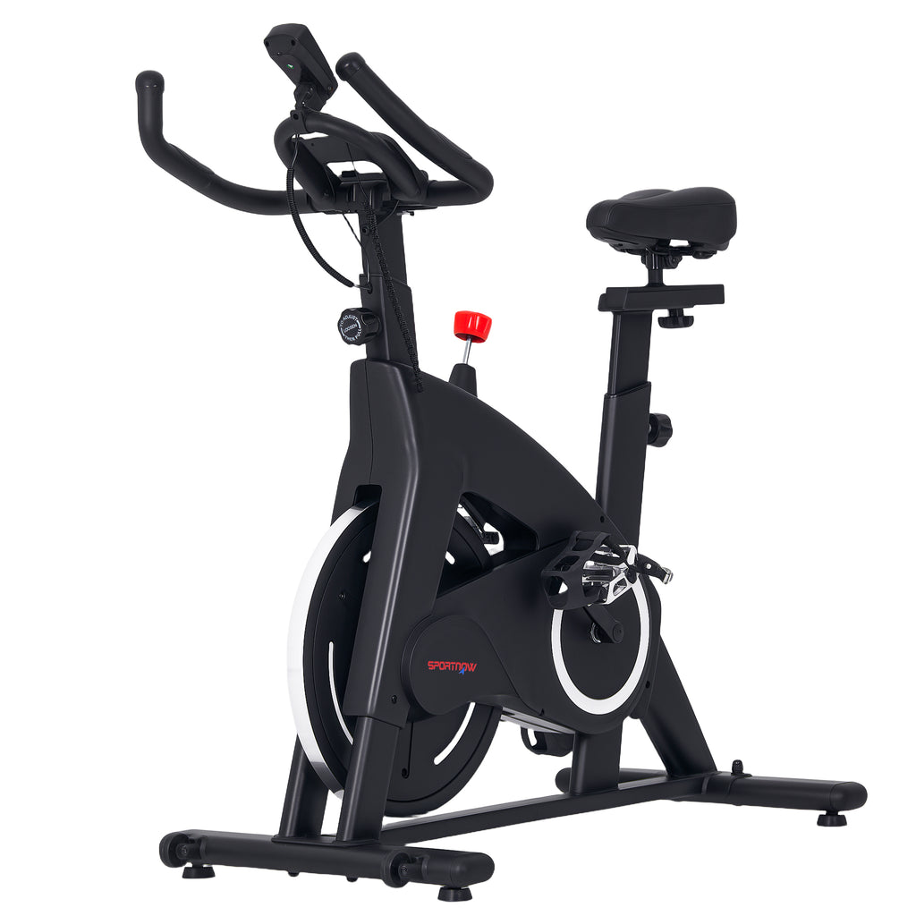 SPORTNOW Leises Fitness-Heimtrainerfahrrad mit verstellbarem Widerstand, Sattel und Lenker, LCD-Bildschirm, Tablettenhalterung, Schwarz