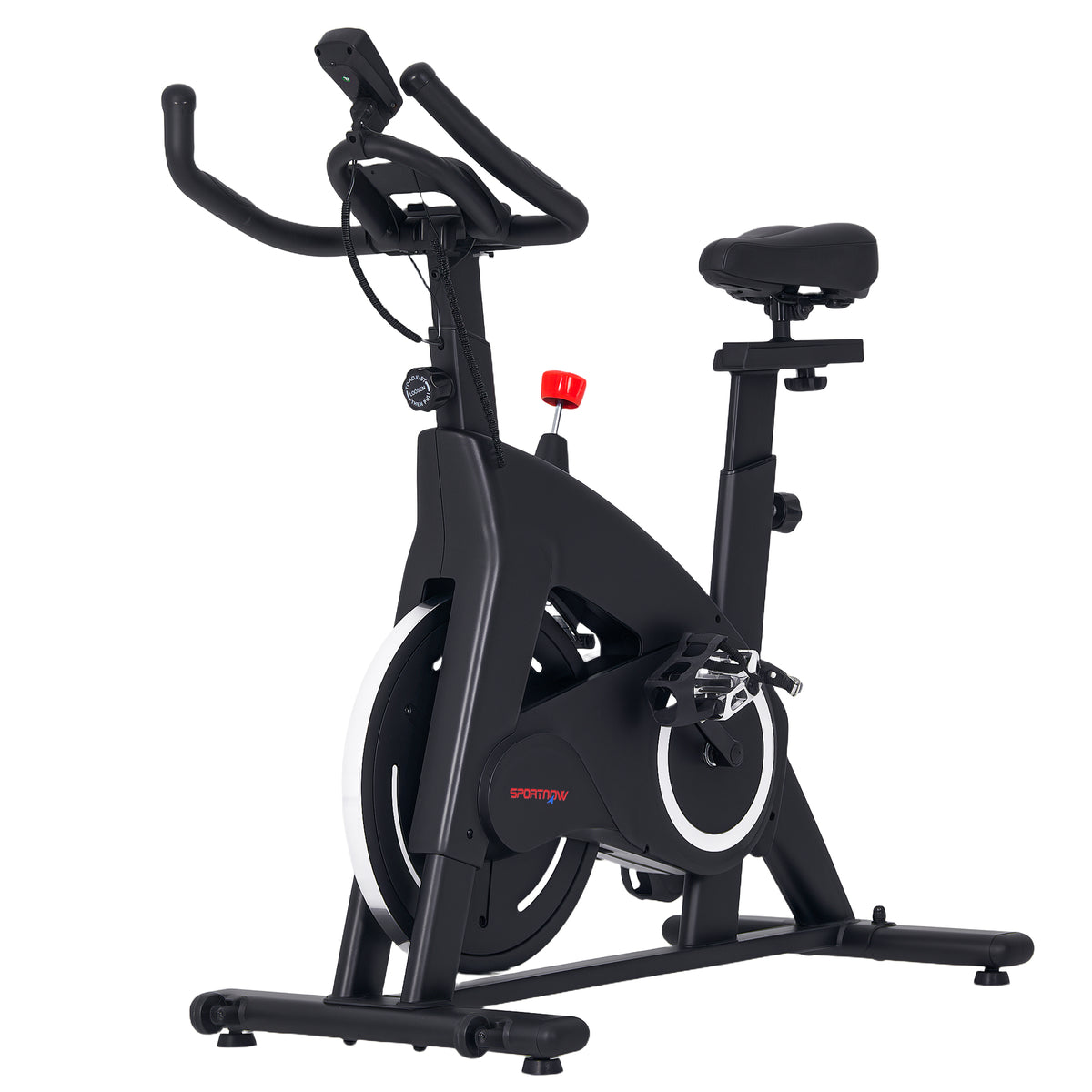 SPORTNOW Leises Fitness-Heimtrainerfahrrad mit verstellbarem Widerstand, Sattel und Lenker, LCD-Bildschirm, Tablettenhalterung, Schwarz