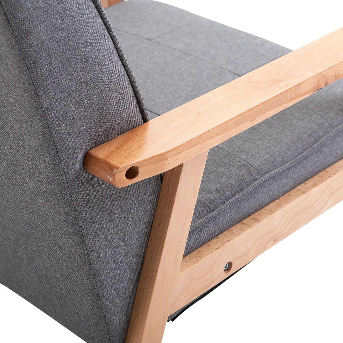 HOMCOM Einzelsofa Loungesessel Polsterstuhl mit Armlehnen Holzrahmen Leinen Grau 64,5 x 70 x 74 cm