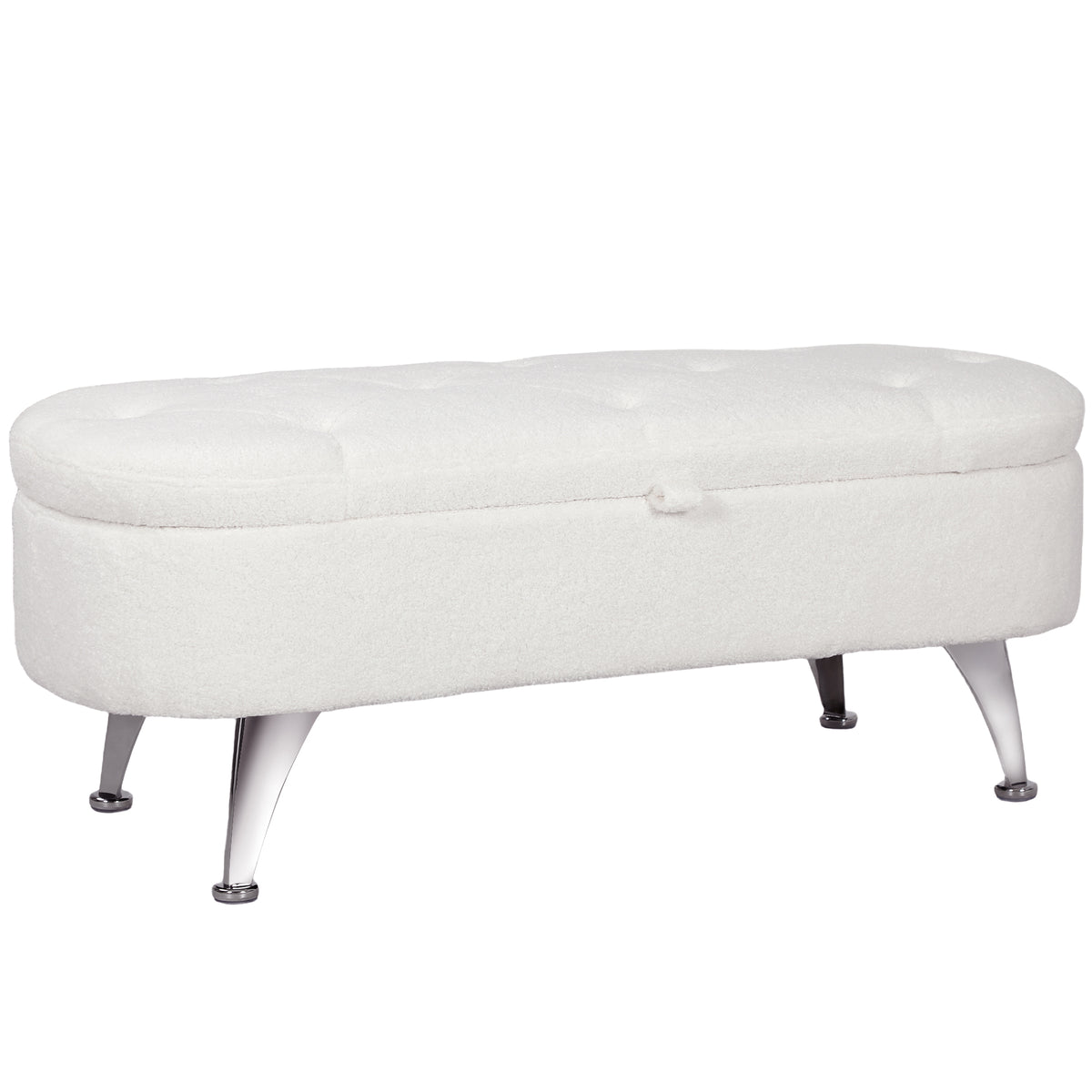 HOMCOM Sitzbank mit Stauraum, Deckel und Metallbeinen für Wohnzimmer, Schlafzimmer, Flur, Weiß