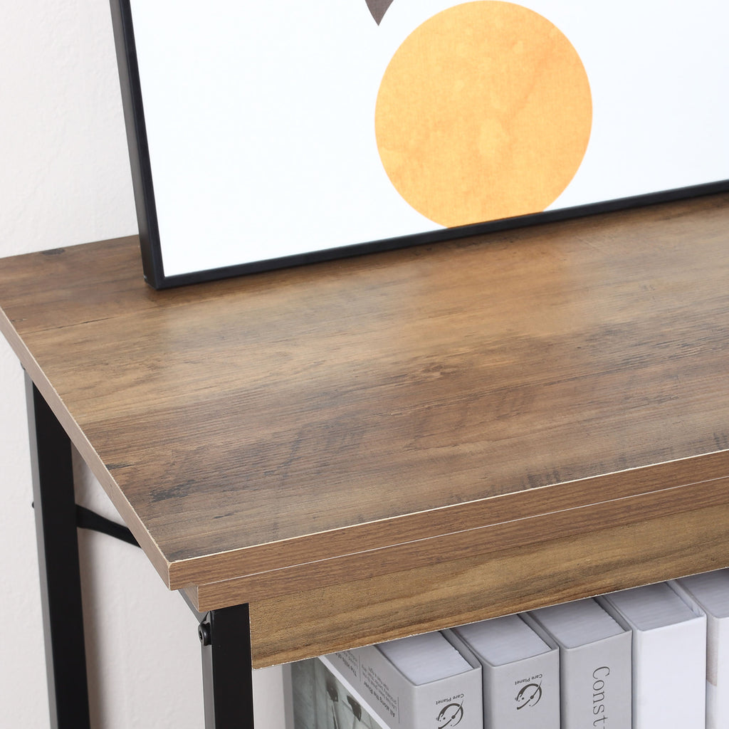 HOMCOM Industrielles Bücherregal, Bücherregal aus braunem Holz und schwarzem Metall, 80x36x81,3cm