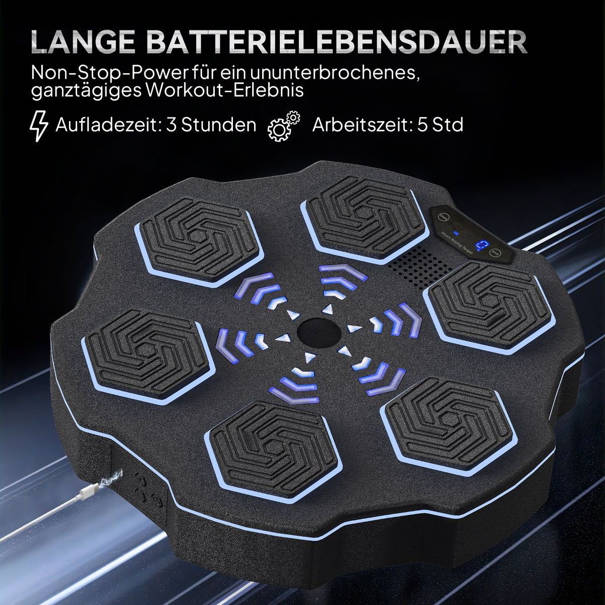 SPORTNOW Musikboxmaschine, Bluetooth-Boxgerät, Wandmontage, 9 Geschwindigkeiten und Modi, LED-Lichter, Schwarz