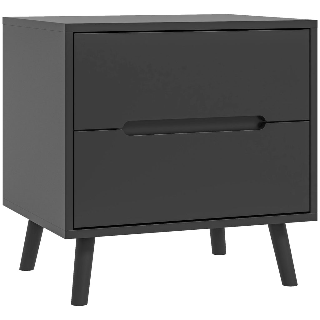 HOMCOM Nachttisch Nachttisch mit 2 Schubladen moderner Stil für Schlafzimmer, Wohnzimmer, 50 x 40 x 50,5 cm, schwarz