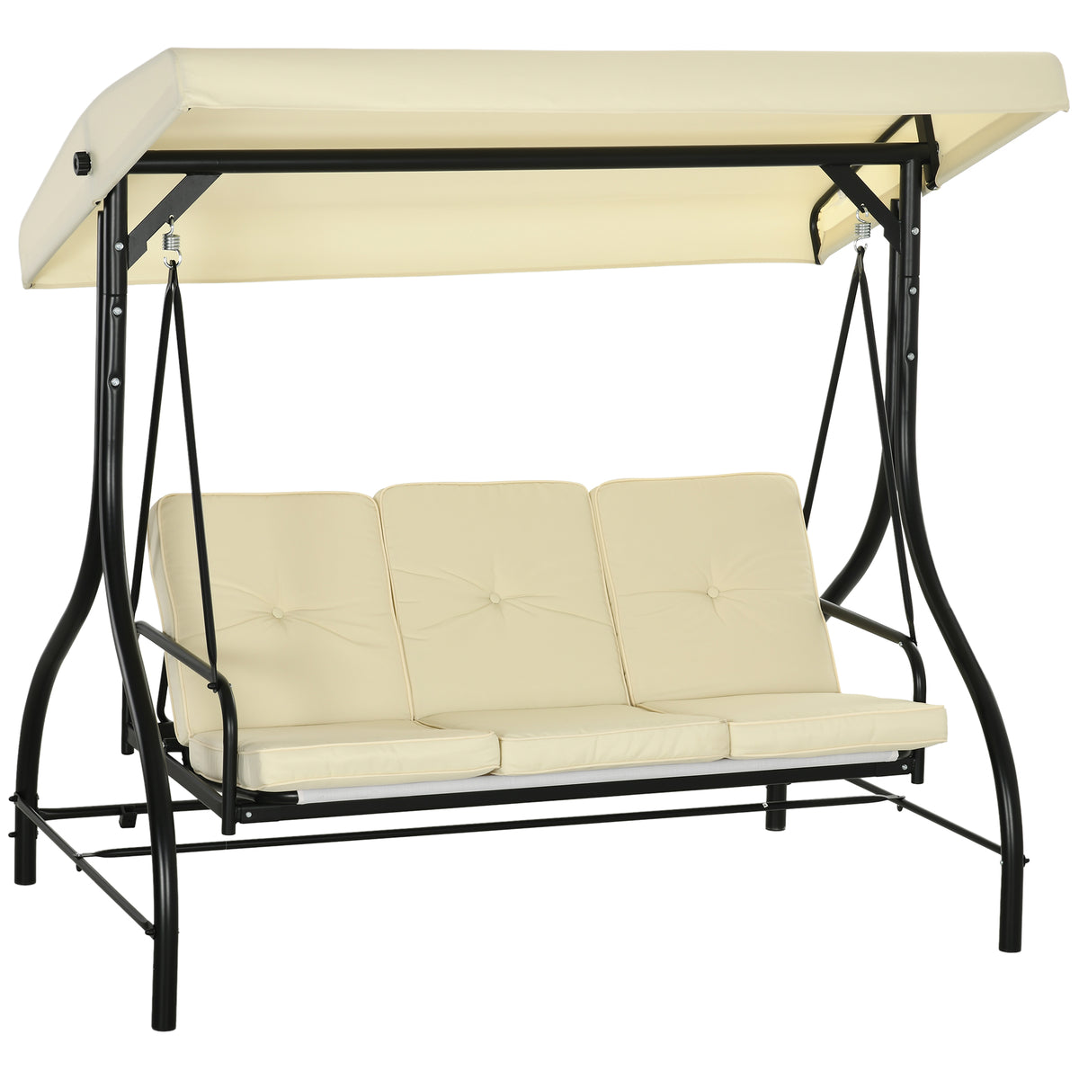 Outsunny Schaukelbank, Hollywoodschaukel mit Sonnenschutz, Gartenschaukel, Verandaschaukel, 3 Sitze, Schaukelbett
